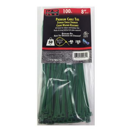 8" GREEN STD DUTY, 100/PK