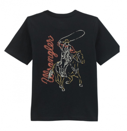 BOYS SS WRANGLER ROPER TEE BLACK