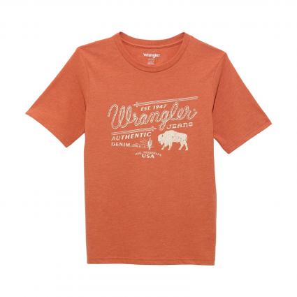 BOYS SS WRANGLER BUFFALO TEE ORG