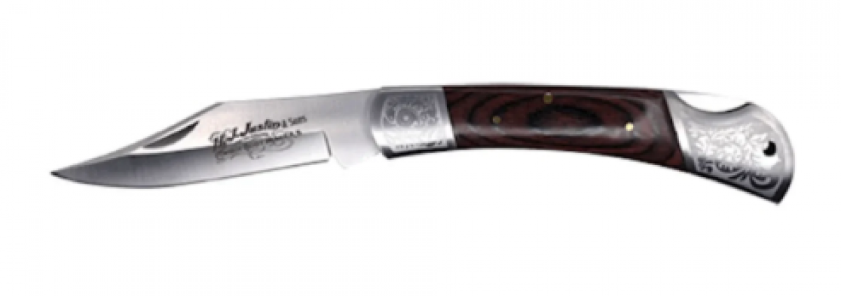 JSTN FOLDING KNIFE WOOD W/ ETCH
