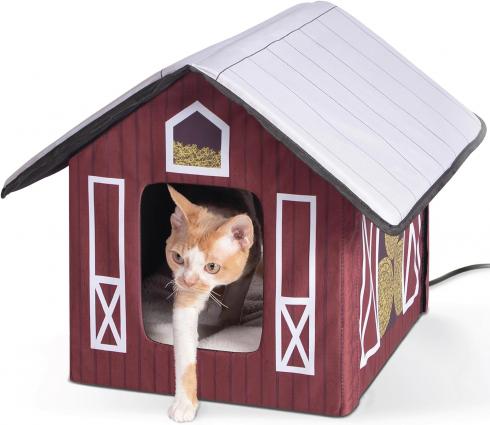 HEATED OUTDOOR KITTY RED BARN