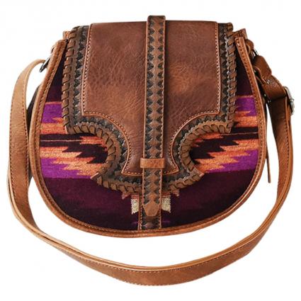 JSTN SADDLEBAG BRN W/ PPL AZTEC