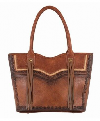JSTN LDS TOTE TAN W/ SUNBURST