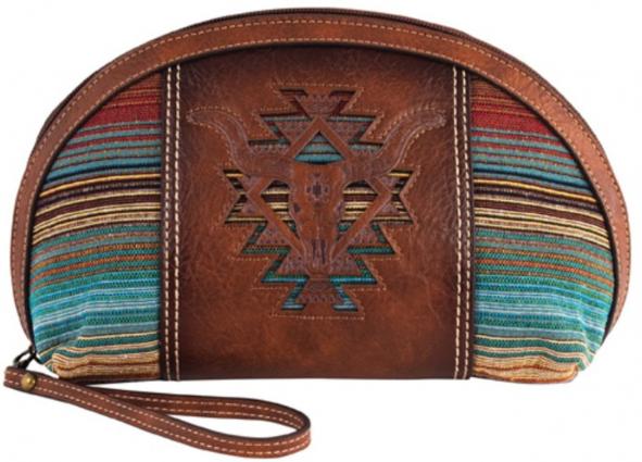 CF COSMETIC BAG BRN W/ SW STRIPE