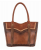 JSTN LDS TOTE TAN W/ SUNBURST