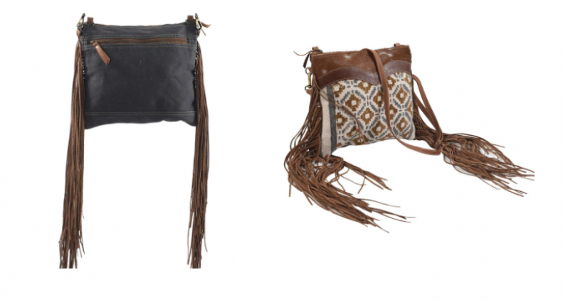 CROSSBODY WITH FRINGE FUR CANVAS