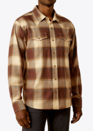 MNS HUDSON RETRO FIT SHIRT BRN