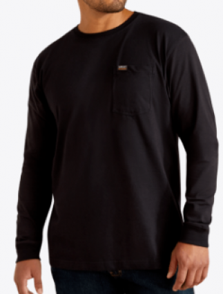 M RBR CTN STRNG LS TEE BLACK