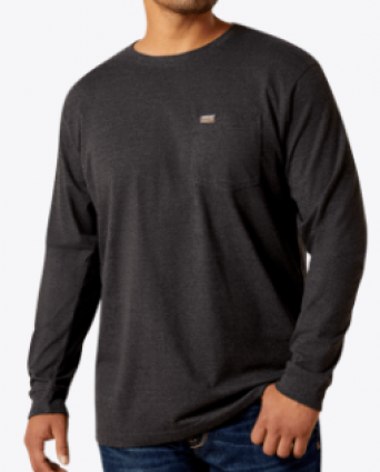 M RBR CTN STRNG LS TEE CHARCOAL