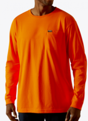M RBR CTN STRNG LS TEE S. ORANGE