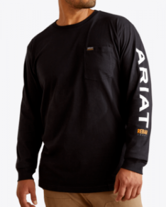 M RBR CTN STRNG LOGO LS BLACK