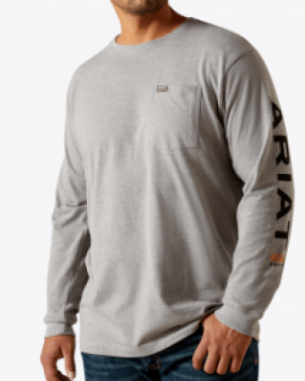 M RBR CTN STRNG LOGO LS GREY