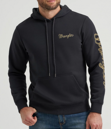 MNS LOGO SLEEVE HOODIE BLACK