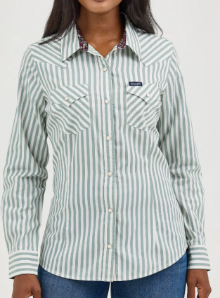 WMS RETRO DRESS SNAP SHIRT GREEN