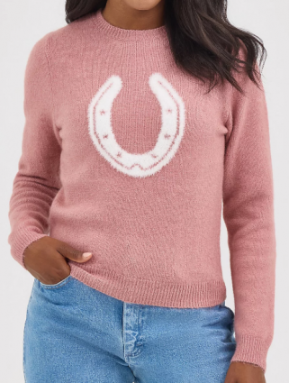 WMS RETRO HORSESHOE SWEATER PINK