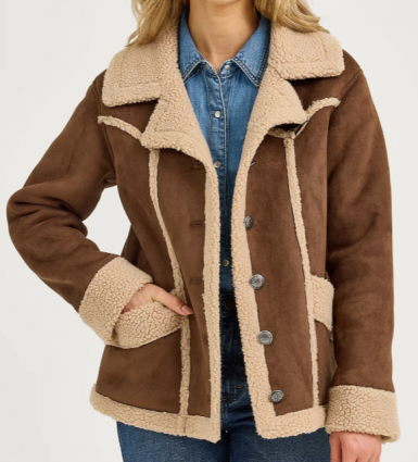 WMS RETRO SHERPA BARN COAT BROWN