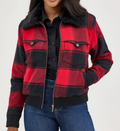 WMS RETRO FLANNEL BOMBER JKT RED