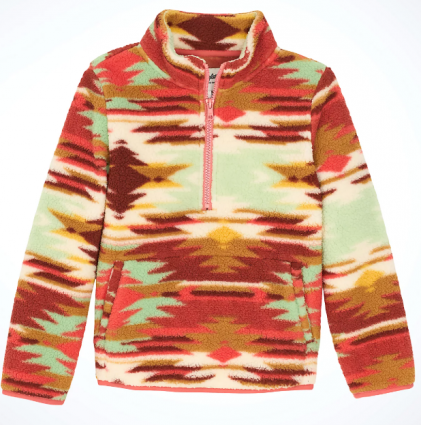 GIRLS SHERPA PULLOVER AZTEC GRN