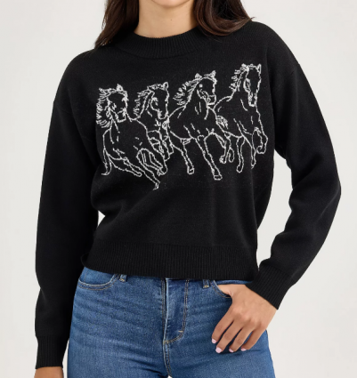 WMS RUNNING HORSES CROP SWEATER