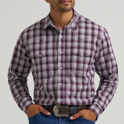 MNS WRINKLE RESIST LS BURGUNDY