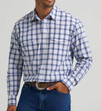 MNS WRINKLE RESIST LS BLUE