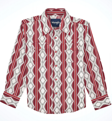 BOYS CHECOTAH LS RED MULTI