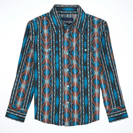 BOYS CHECOTAH LS TURQ MULTI