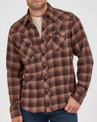 MNS RETRO FLANNEL SNAP BROWN