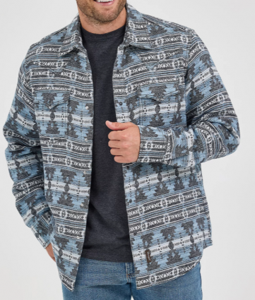 MNS RETRO LS SNAP SHIRT BLUE AZT
