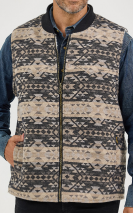 SHERPA LINED JACQUARD VEST RAVEN