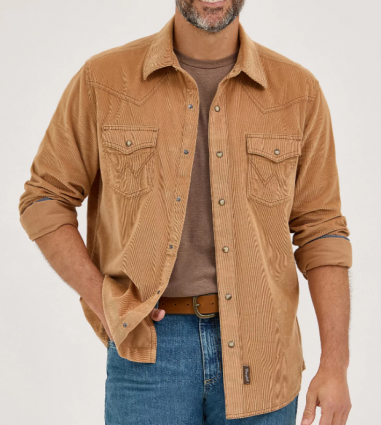 MNS RETRO LS CORDUROY SNAP BROWN