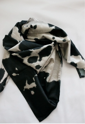 BLACK COW PRINT WILD RAG