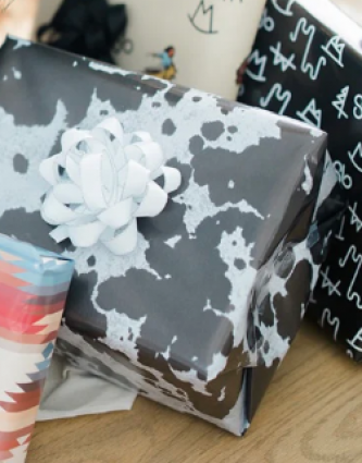 BLACK COWHIDE WRAPPING PAPER