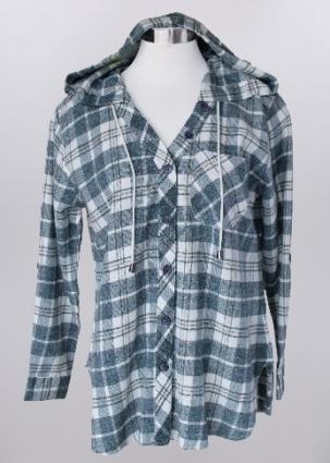 KH TEAL HOODED FLANNEL