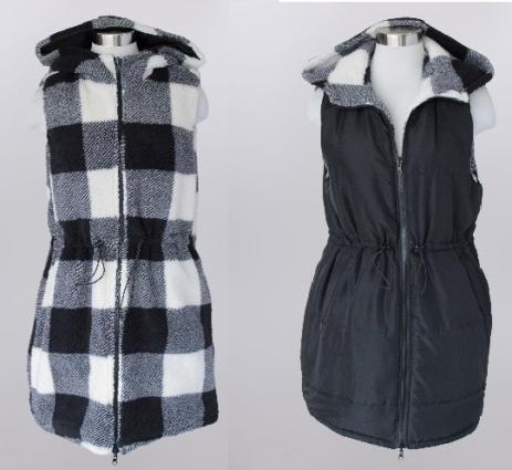 KH BLACK PLAID REVERSIBLE VEST