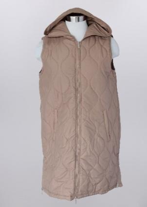 KH LONG TAUPE HOODED VEST