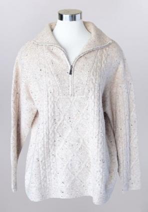 KH QTR ZIP CREAM SWEATER
