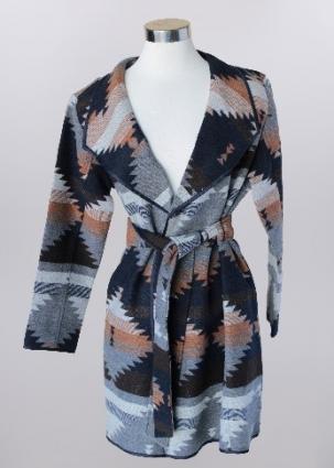 KH NAVY AZTEC WRAP JACKET