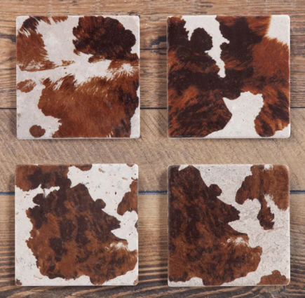 COWHIDE COASTER SET
