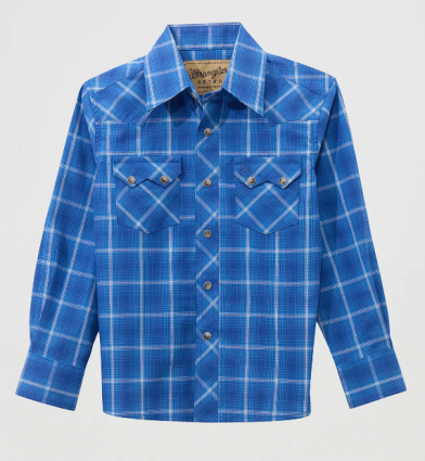 BOYS RETRO LS SNAP TRUE BLUE