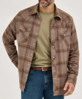 MNS RETRO FLANNEL SNAP BROWN