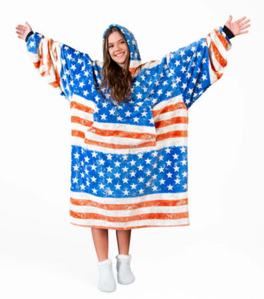 STARS AND STRIPES HOODED BLANKET