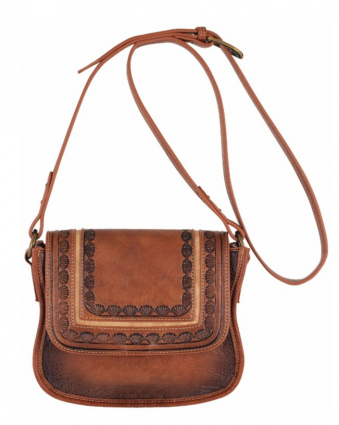 JSTN LDS SADDLE BAG TAN SUNBURST
