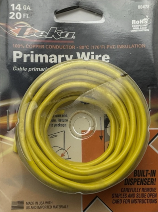 YELLOW 14GA 20' PRIMARY WIRE