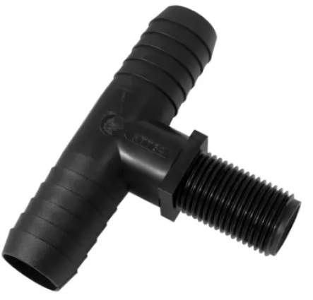 11/16"MNT X 3/8"BARB NOZ TEE