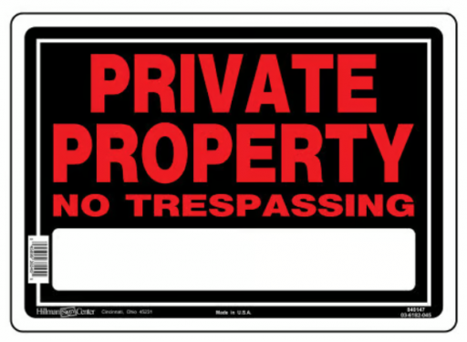 PRIVATE PROPRTY ALU-R/B-10 X 14