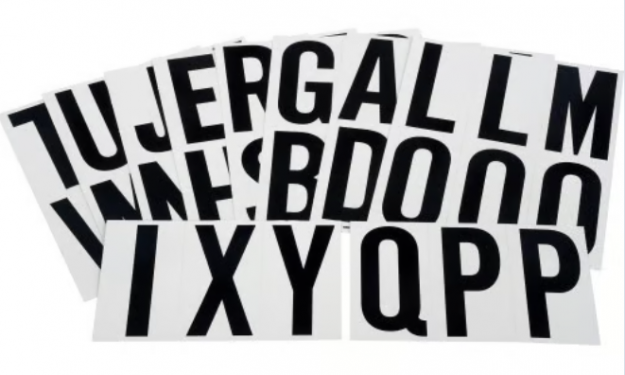 ADHESIVE LETTER PK BLCK WHITE 3"