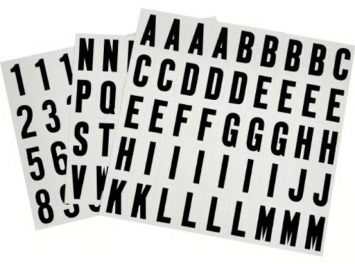 ADHESIVE LETR NMBR PK BLK WHT 1"