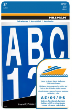 ADHESIVE LTRS NMBRS WHITE 3"