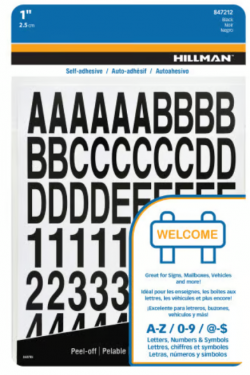 ADHESIVE HOUSE LTRS NMBRS BLK 1"